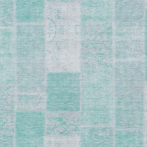 Homeroots 3' Artichoke Green And Ivory Patchwork Washable Area Rug For Indoor And Outdoor Spaces, Durable Design 3' X 5' Polyester 579307