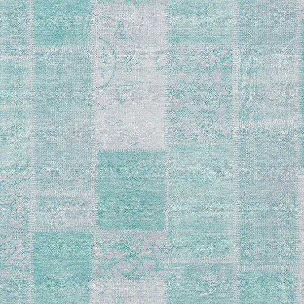 Homeroots 3' Artichoke Green And Ivory Patchwork Washable Area Rug For Indoor And Outdoor Spaces, Durable Design 3' X 5' Polyester 579307