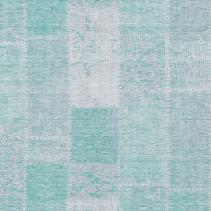 Homeroots 3' Artichoke Green And Ivory Patchwork Washable Area Rug For Indoor And Outdoor Spaces, Durable Design 5' X 8' Polyester 579308