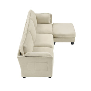 English Elm 93-inch L-shaped Sectional Sofa Cotton Linen Fabric Modular Storage Armrest Living Room W3480S00005