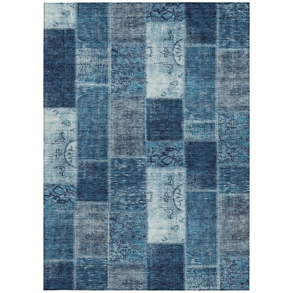 Homeroots 3' Artichoke Green And Ivory Patchwork Washable Area Rug For Indoor And Outdoor Spaces, Durable Design 8' X 10' Polyester 579316