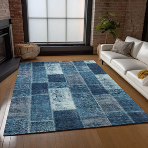 Homeroots 3' Artichoke Green And Ivory Patchwork Washable Area Rug For Indoor And Outdoor Spaces, Durable Design 10' X 14' Polyester 579318