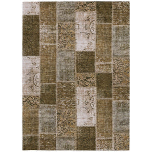 Homeroots 3' Artichoke Green And Ivory Patchwork Washable Area Rug For Indoor And Outdoor Spaces, Durable Design 3' X 5' Polyester 579319