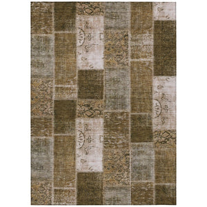 HomeRoots 9' Brown and Ivory Patchwork Area Rug - Versatile, Washable Design for Indoor and Outdoor Spaces 9' X 12' 579323
