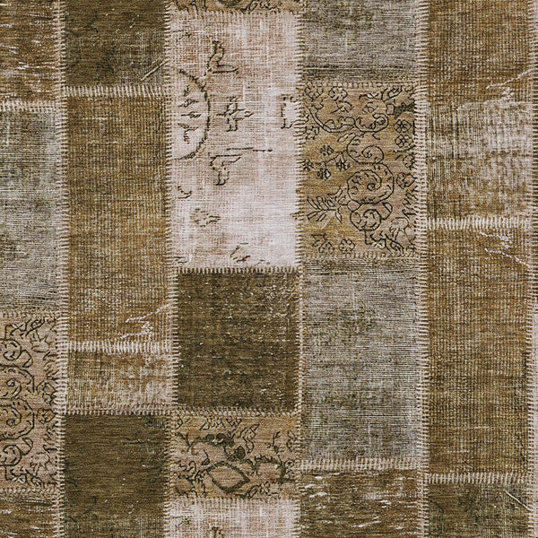 Homeroots 3' Artichoke Green And Ivory Patchwork Washable Area Rug For Indoor And Outdoor Spaces, Durable Design 10' X 14' Polyester 579324