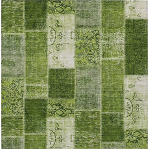 Homeroots 3' Artichoke Green And Ivory Patchwork Washable Area Rug For Indoor And Outdoor Spaces, Durable Design 8' X 10' Polyester 579334