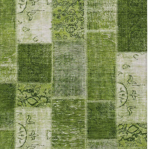 Homeroots 3' Artichoke Green And Ivory Patchwork Washable Area Rug For Indoor And Outdoor Spaces, Durable Design 8' X 10' Polyester 579334
