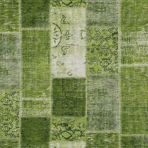 Homeroots 3' Artichoke Green And Ivory Patchwork Washable Area Rug For Indoor And Outdoor Spaces, Durable Design 9' X 12' Polyester 579335