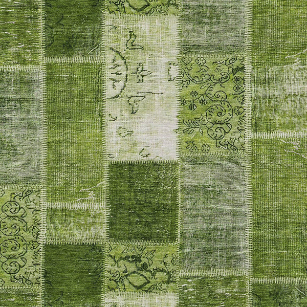 Homeroots 3' Artichoke Green And Ivory Patchwork Washable Area Rug For Indoor And Outdoor Spaces, Durable Design 9' X 12' Polyester 579335