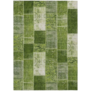 HomeRoots 5' Olive Green and Artichoke Patchwork Rug – Stylish, Washable, Indoor/Outdoor Durable Design 10' X 14' 579336