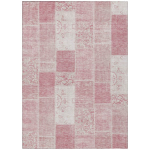 HomeRoots 5' Pink Blush and Ivory Patchwork Area Rug - Stylish, Durable, Washable for Indoor and Outdoor Use 8' X 10' 579340