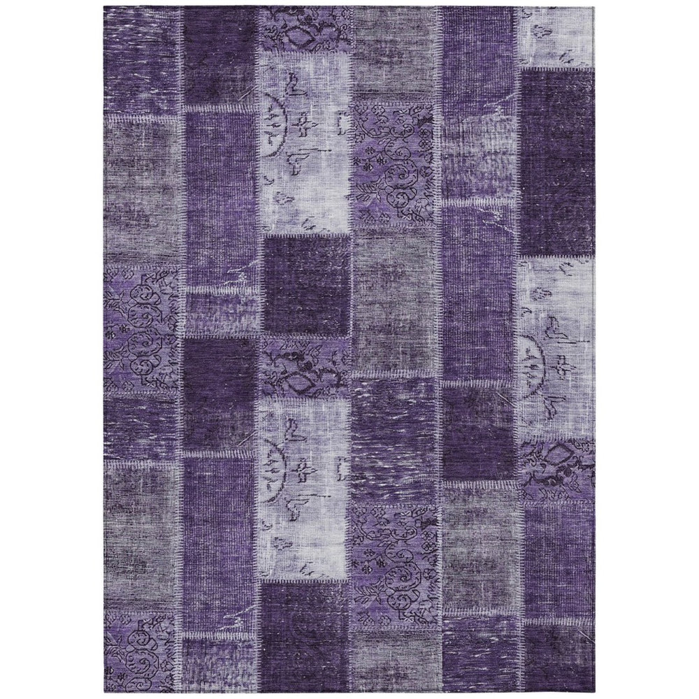 HomeRoots 5' Durable Patchwork Area Rug in Soothing Purple and Lavender for Indoor & Outdoor Spaces 8' X 10' 579346