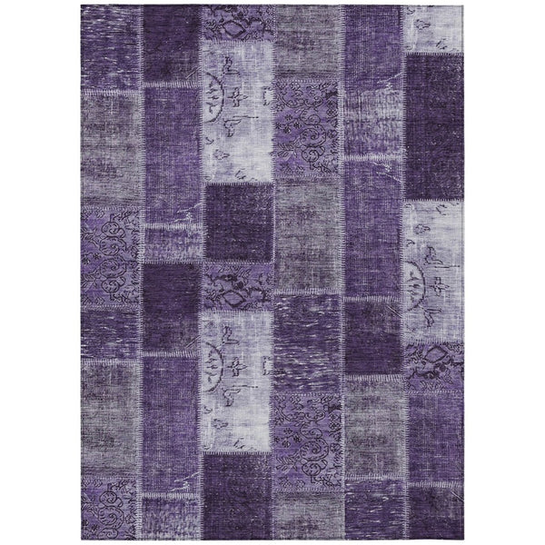 HomeRoots 5' Durable Patchwork Area Rug in Soothing Purple and Lavender for Indoor & Outdoor Spaces 8' X 10' 579346