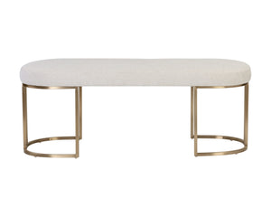 Sunpan Rayla Bench – Elegant Textured Fabric with Antique Brass Frame for Chic Home Décor and Comfort Belfast Oatmeal