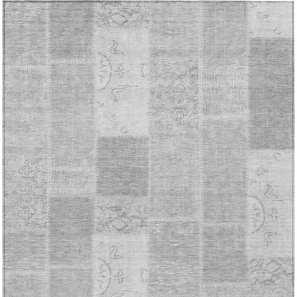 Homeroots 3' Artichoke Green And Ivory Patchwork Washable Area Rug For Indoor And Outdoor Spaces, Durable Design 10' X 14' Polyester 579354