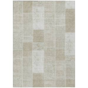 Homeroots 3' Artichoke Green And Ivory Patchwork Washable Area Rug For Indoor And Outdoor Spaces, Durable Design 9' X 12' Polyester 579365
