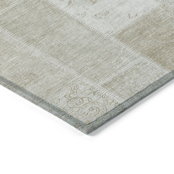 HomeRoots 9' Durable Taupe Beige Tan Patchwork Washable Area Rug for Indoor & Outdoor Use, Easy Care 9' X 12' 579365