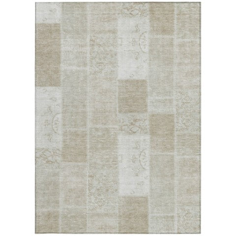 Homeroots 3' Artichoke Green And Ivory Patchwork Washable Area Rug For Indoor And Outdoor Spaces, Durable Design 9' X 12' Polyester 579365