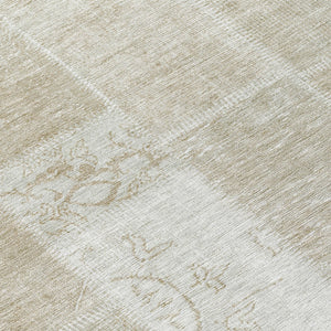 Homeroots 3' Artichoke Green And Ivory Patchwork Washable Area Rug For Indoor And Outdoor Spaces, Durable Design 9' X 12' Polyester 579365