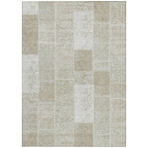 Homeroots 3' Artichoke Green And Ivory Patchwork Washable Area Rug For Indoor And Outdoor Spaces, Durable Design 10' X 14' Polyester 579366