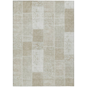 HomeRoots 5' Stylish Taupe Beige and Tan Patchwork Area Rug - Durable, Washable, Perfect for Indoor/Outdoor Use 10' X 14' 579366