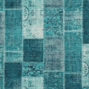 Homeroots 3' Artichoke Green And Ivory Patchwork Washable Area Rug For Indoor And Outdoor Spaces, Durable Design 5' X 8' Polyester 579368