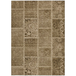 Homeroots 3' Brown And Beige Patchwork Washable Area Rug - Stylish, Durable, And Perfect For Indoor Or Outdoor Use 3' X 5' Polyester 579373