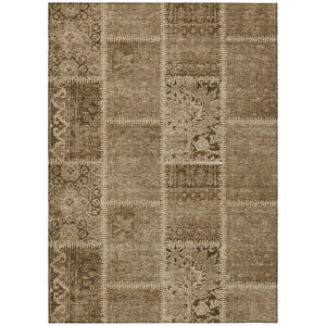HomeRoots 5' Brown and Beige Patchwork Indoor Outdoor Area Rug - Durable, Washable, Versatile for Any Space 5' X 8' 579374