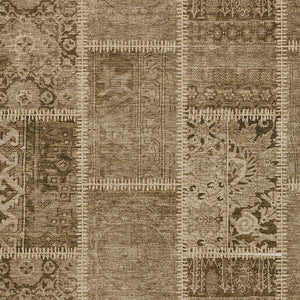 Homeroots 3' Brown And Beige Patchwork Washable Area Rug - Stylish, Durable, And Perfect For Indoor Or Outdoor Use 5' X 8' Polyester 579374