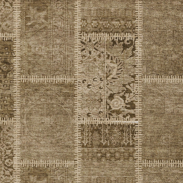 Homeroots 3' Brown And Beige Patchwork Washable Area Rug - Stylish, Durable, And Perfect For Indoor Or Outdoor Use 10' X 14' Polyester 579378