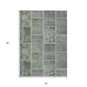 Homeroots 3' Brown And Beige Patchwork Washable Area Rug - Stylish, Durable, And Perfect For Indoor Or Outdoor Use 5' X 8' Polyester 579380