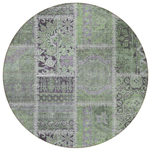 Homeroots 3' Brown And Beige Patchwork Washable Area Rug - Stylish, Durable, And Perfect For Indoor Or Outdoor Use 8' Round Polyester 579381