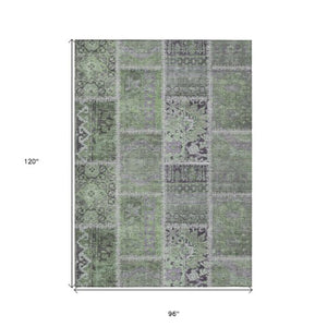 Homeroots 3' Brown And Beige Patchwork Washable Area Rug - Stylish, Durable, And Perfect For Indoor Or Outdoor Use 8' X 10' Polyester 579382