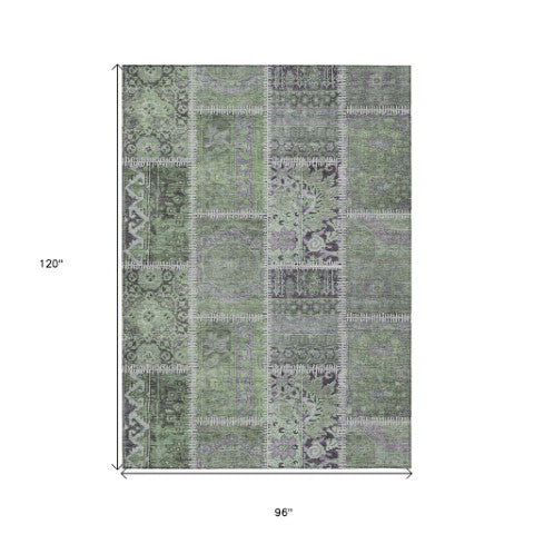 Homeroots 3' Brown And Beige Patchwork Washable Area Rug - Stylish, Durable, And Perfect For Indoor Or Outdoor Use 8' X 10' Polyester 579382