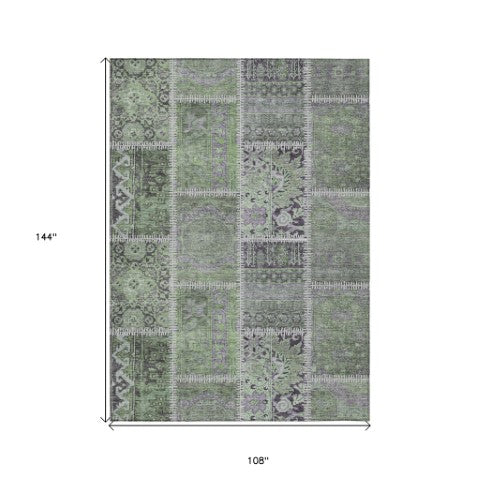 Homeroots 3' Brown And Beige Patchwork Washable Area Rug - Stylish, Durable, And Perfect For Indoor Or Outdoor Use 9' X 12' Polyester 579383