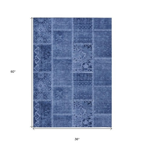 Homeroots 3' Brown And Beige Patchwork Washable Area Rug - Stylish, Durable, And Perfect For Indoor Or Outdoor Use 3' X 5' Polyester 579385