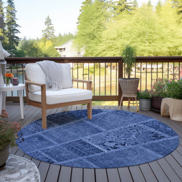 Homeroots 3' Brown And Beige Patchwork Washable Area Rug - Stylish, Durable, And Perfect For Indoor Or Outdoor Use 8' Round Polyester 579387