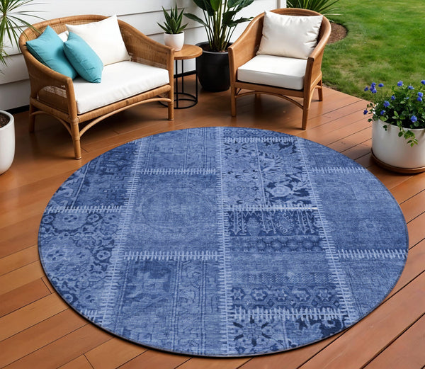 Homeroots 3' Brown And Beige Patchwork Washable Area Rug - Stylish, Durable, And Perfect For Indoor Or Outdoor Use 8' Round Polyester 579387