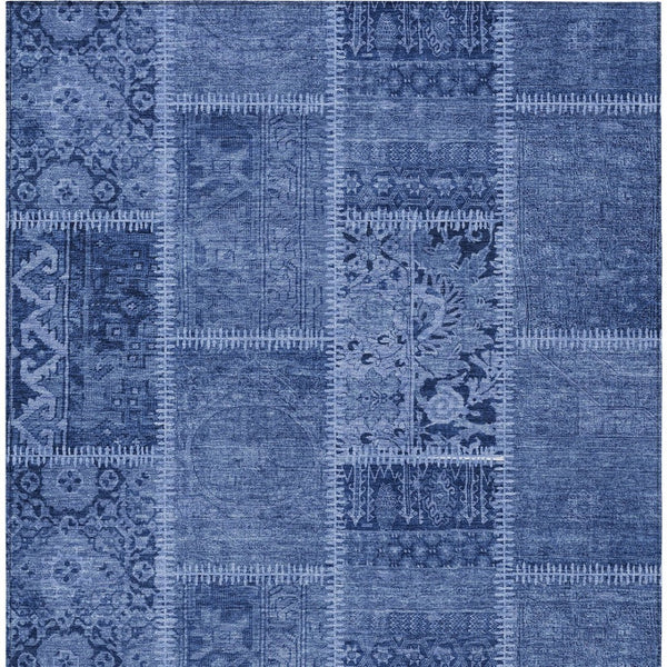 HomeRoots 9' Navy and Denim Blue Patchwork Indoor Outdoor Area Rug - Durable, Washable, and Stylish Décor Solution 9' X 12' 579389