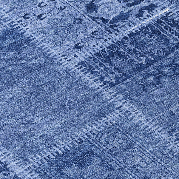 HomeRoots 9' Navy and Denim Blue Patchwork Indoor Outdoor Area Rug - Durable, Washable, and Stylish Décor Solution 9' X 12' 579389