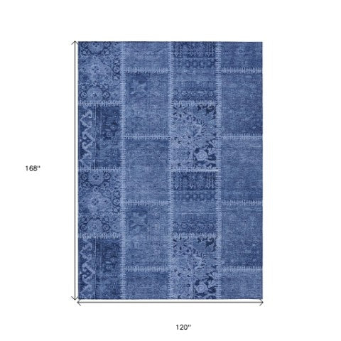 Homeroots 3' Brown And Beige Patchwork Washable Area Rug - Stylish, Durable, And Perfect For Indoor Or Outdoor Use 10' X 14' Polyester 579390