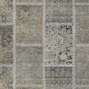 Homeroots 3' Brown And Beige Patchwork Washable Area Rug - Stylish, Durable, And Perfect For Indoor Or Outdoor Use 3' X 5' Polyester 579391