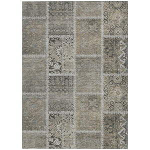 Homeroots 3' Brown And Beige Patchwork Washable Area Rug - Stylish, Durable, And Perfect For Indoor Or Outdoor Use 5' X 8' Polyester 579392