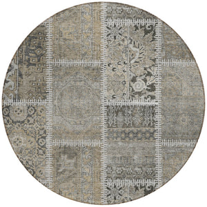 Homeroots 3' Brown And Beige Patchwork Washable Area Rug - Stylish, Durable, And Perfect For Indoor Or Outdoor Use 8' Round Polyester 579393