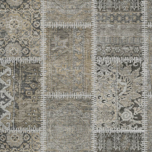 Homeroots 3' Brown And Beige Patchwork Washable Area Rug - Stylish, Durable, And Perfect For Indoor Or Outdoor Use 8' X 10' Polyester 579394