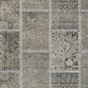 Homeroots 3' Brown And Beige Patchwork Washable Area Rug - Stylish, Durable, And Perfect For Indoor Or Outdoor Use 9' X 12' Polyester 579395