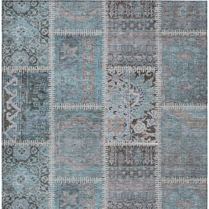 Homeroots 3' Brown And Beige Patchwork Washable Area Rug - Stylish, Durable, And Perfect For Indoor Or Outdoor Use 5' X 8' Polyester 579398