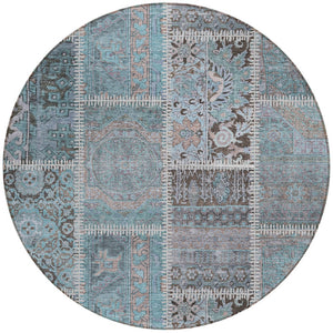 Homeroots 3' Brown And Beige Patchwork Washable Area Rug - Stylish, Durable, And Perfect For Indoor Or Outdoor Use 8' Round Polyester 579399