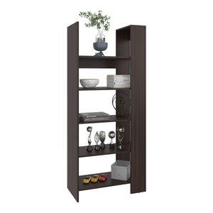 English Elm Bookcase, 5-Shelf Dark Walnut Engineered Wood Tall Organizer – Sturdy Modern Display Storage 67.3"H x 28.6"W x 15.3"D B097P369421