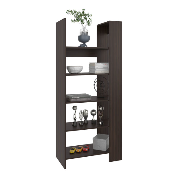 English Elm Bookcase, 5-Shelf Dark Walnut Engineered Wood Tall Organizer – Sturdy Modern Display Storage 67.3"H x 28.6"W x 15.3"D B097P369421